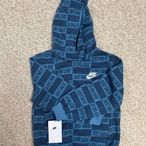 Nike Blue Checkered 'Just Do It' Hoodie
